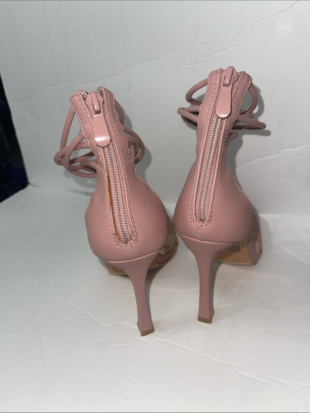 Bisou Bisou Pink Strappy High Heel Sandals with Gold Chain
